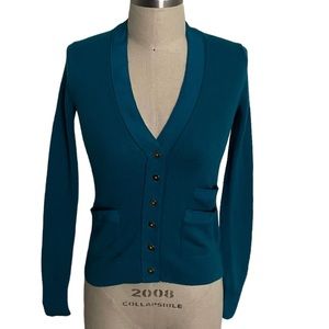 J.Crew Turquoise Blue V-Neck Cardigan with Pockets Size XXS